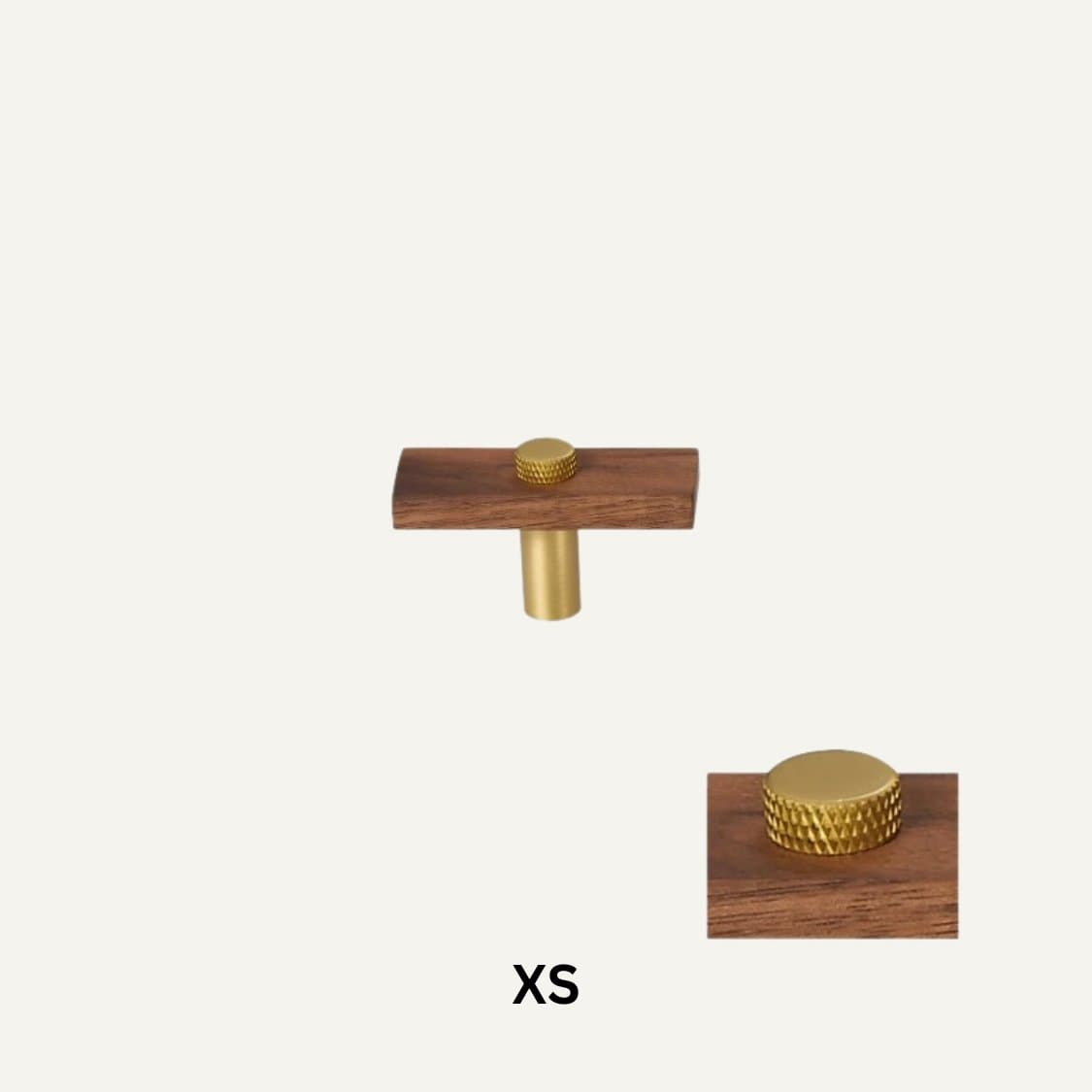 Residence Supply T Knob: 2.4" x 1.4" / 6 x 3.6cm / Knurled Brass Egoz Knob & Pull Bar