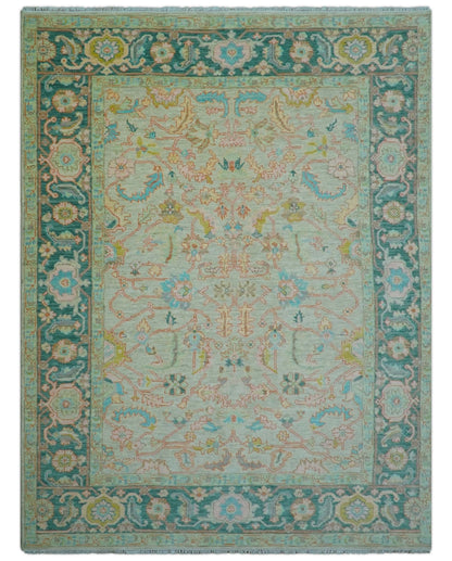 Elaine Custom Made Beige Traditional Design Hand Knotted Wool Rug.