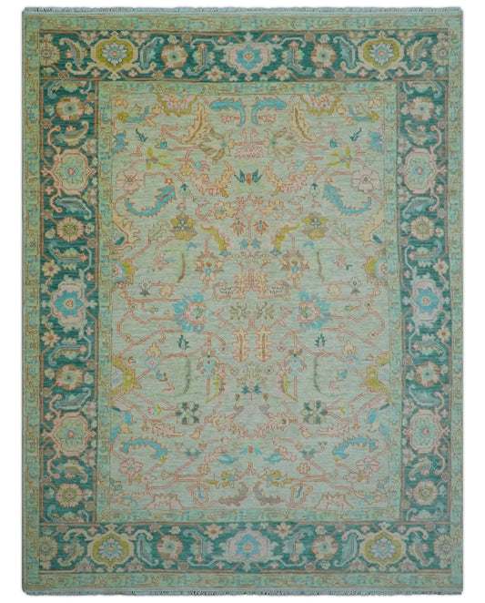 Elaine Custom Made Beige Traditional Design Hand Knotted Wool Rug.
