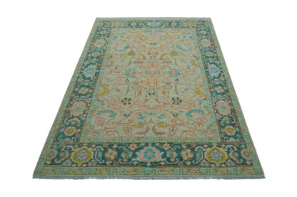 Elaine Custom Made Beige Traditional Design Hand Knotted Wool Rug.