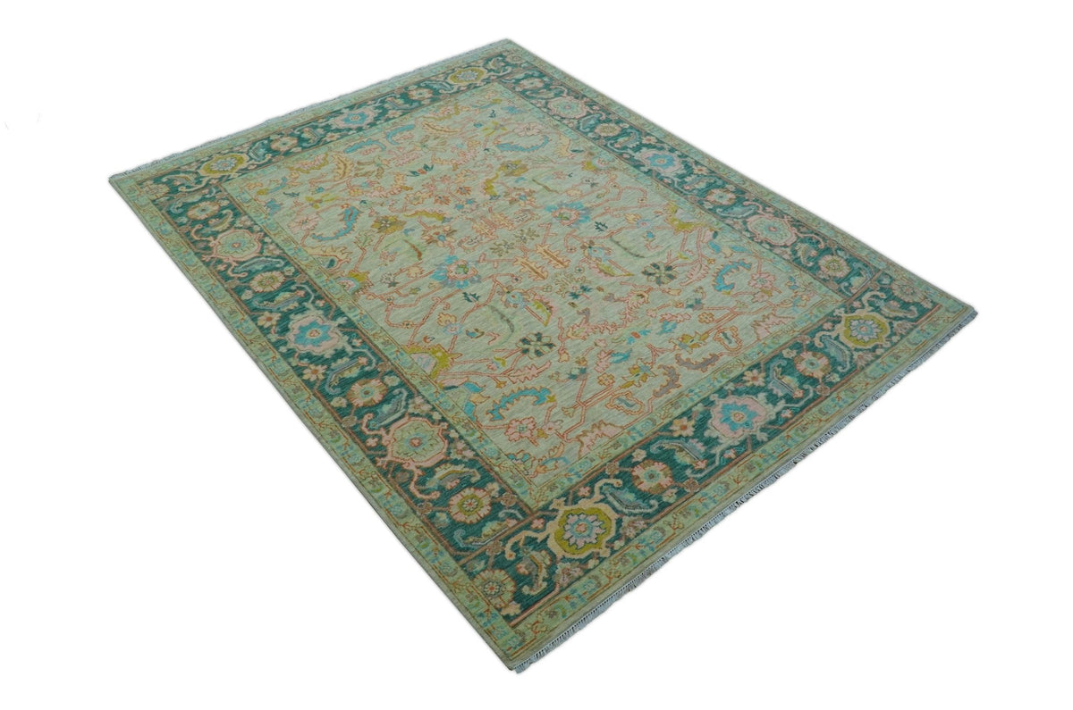 Elaine Custom Made Beige Traditional Design Hand Knotted Wool Rug.