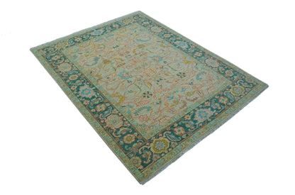 Elaine Custom Made Beige Traditional Design Hand Knotted Wool Rug.