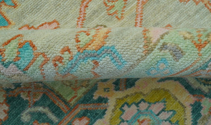 Elaine Custom Made Beige Traditional Design Hand Knotted Wool Rug.