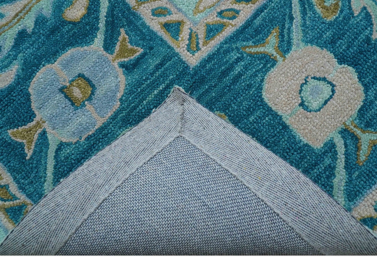 Elaine Custom Made Blue Traditional Oushak Hand Tufted Wool Rug.
