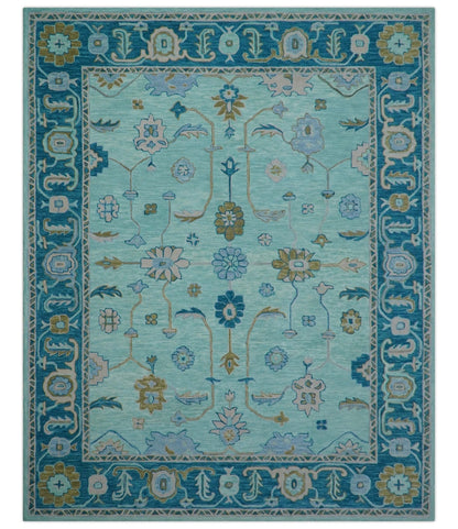 Elaine Custom Made Blue Traditional Oushak Hand Tufted Wool Rug.