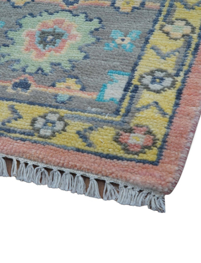 Eliane Custom Made Traditional Style Pink And Blue Hand Knotted Wool Area Rug.