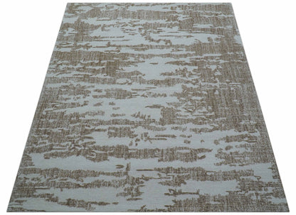Ella Custom Made Abstract Brown And Ivory Hand Tufted wool rug.