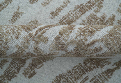 Ella Custom Made Abstract Brown And Ivory Hand Tufted wool rug.