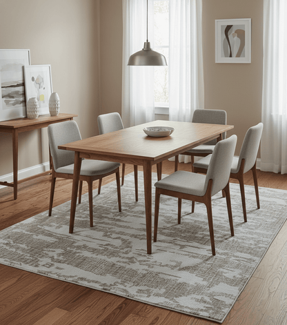 Ella Custom Made Abstract Brown And Ivory Hand Tufted wool rug.