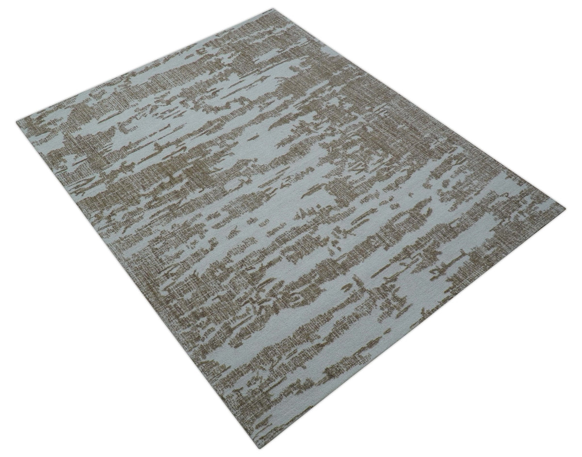 Ella Custom Made Abstract Brown And Ivory Hand Tufted wool rug.