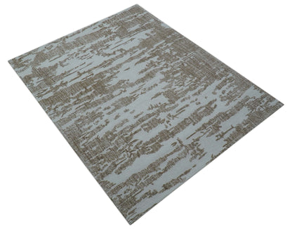 Ella Custom Made Abstract Brown And Ivory Hand Tufted wool rug.