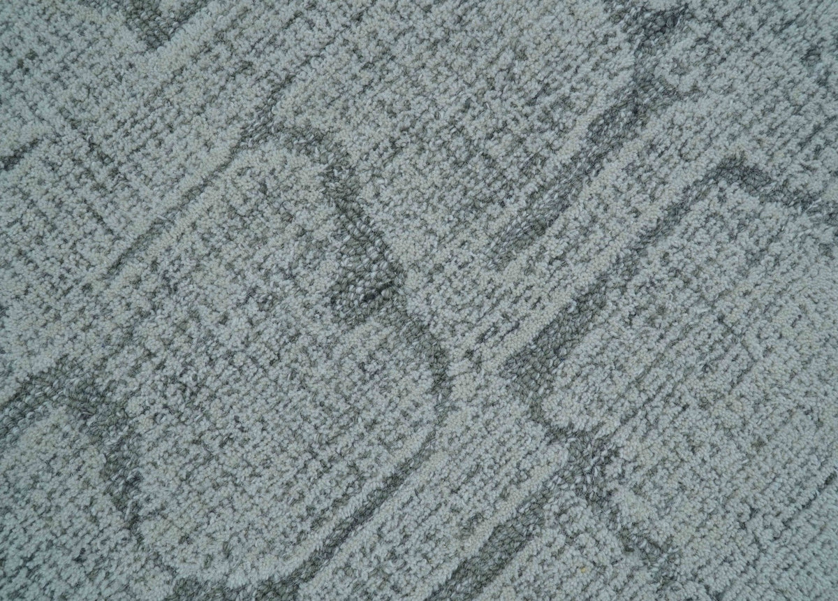 Ella Custom Made Contemporary Gray And Ivory Hand Tufted wool rug.