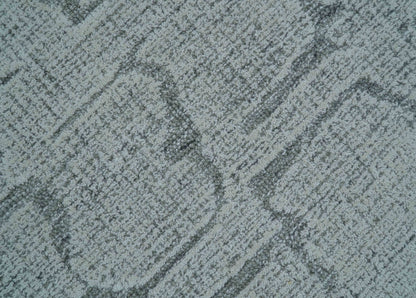 Ella Custom Made Contemporary Gray And Ivory Hand Tufted wool rug.