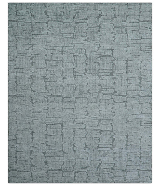 Ella Custom Made Contemporary Gray And Ivory Hand Tufted wool rug.