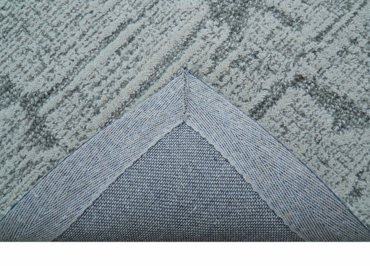 Ella Custom Made Contemporary Gray And Ivory Hand Tufted wool rug.