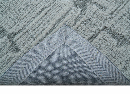 Ella Custom Made Contemporary Gray And Ivory Hand Tufted wool rug.