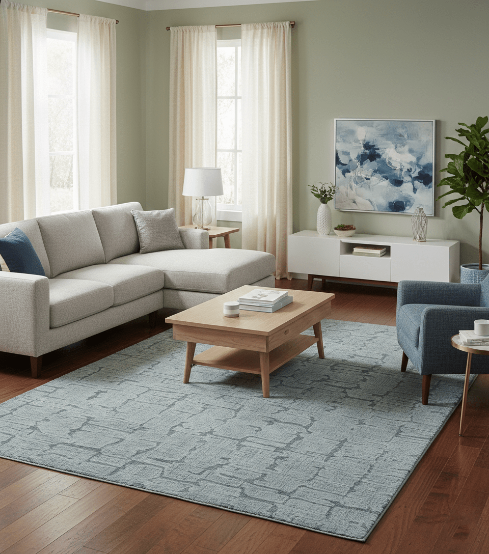 Ella Custom Made Contemporary Gray And Ivory Hand Tufted wool rug.