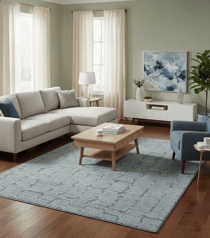 Ella Custom Made Contemporary Gray And Ivory Hand Tufted wool rug.