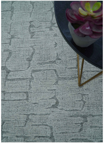 Ella Custom Made Contemporary Gray And Ivory Hand Tufted wool rug.