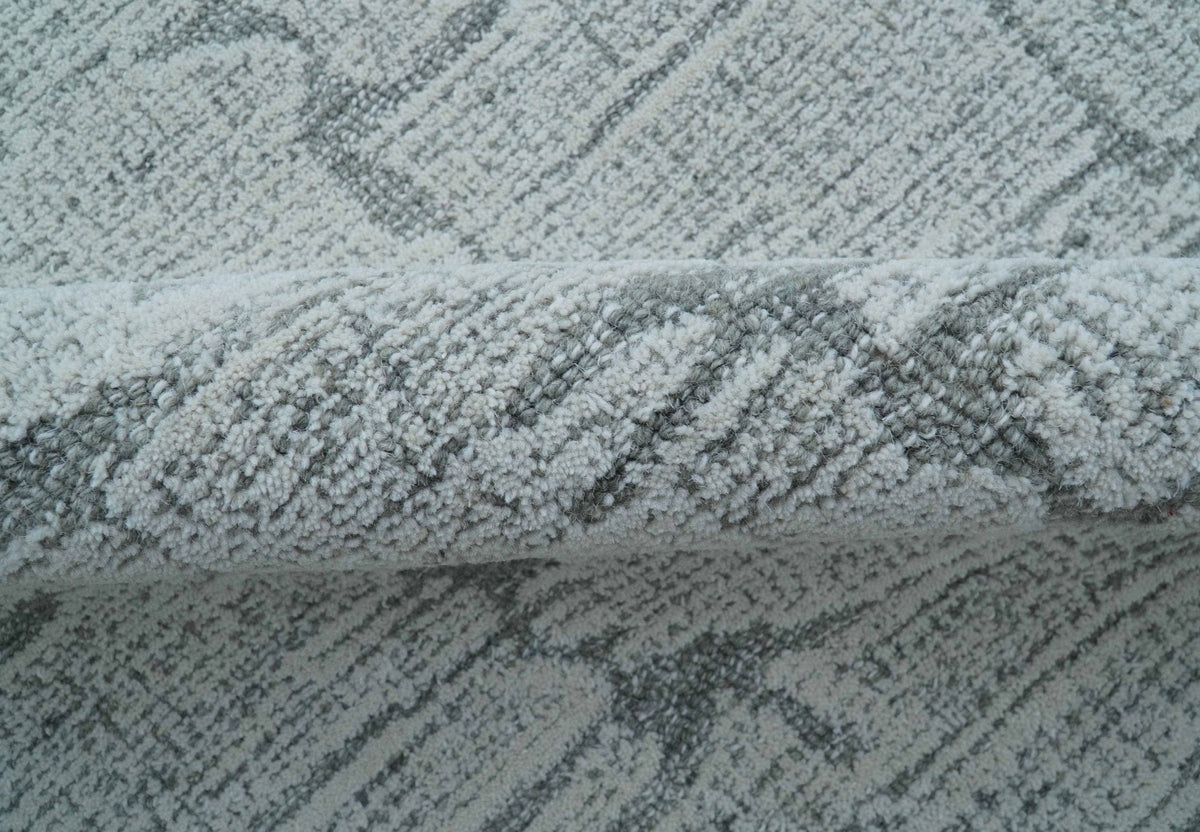 Ella Custom Made Contemporary Gray And Ivory Hand Tufted wool rug.