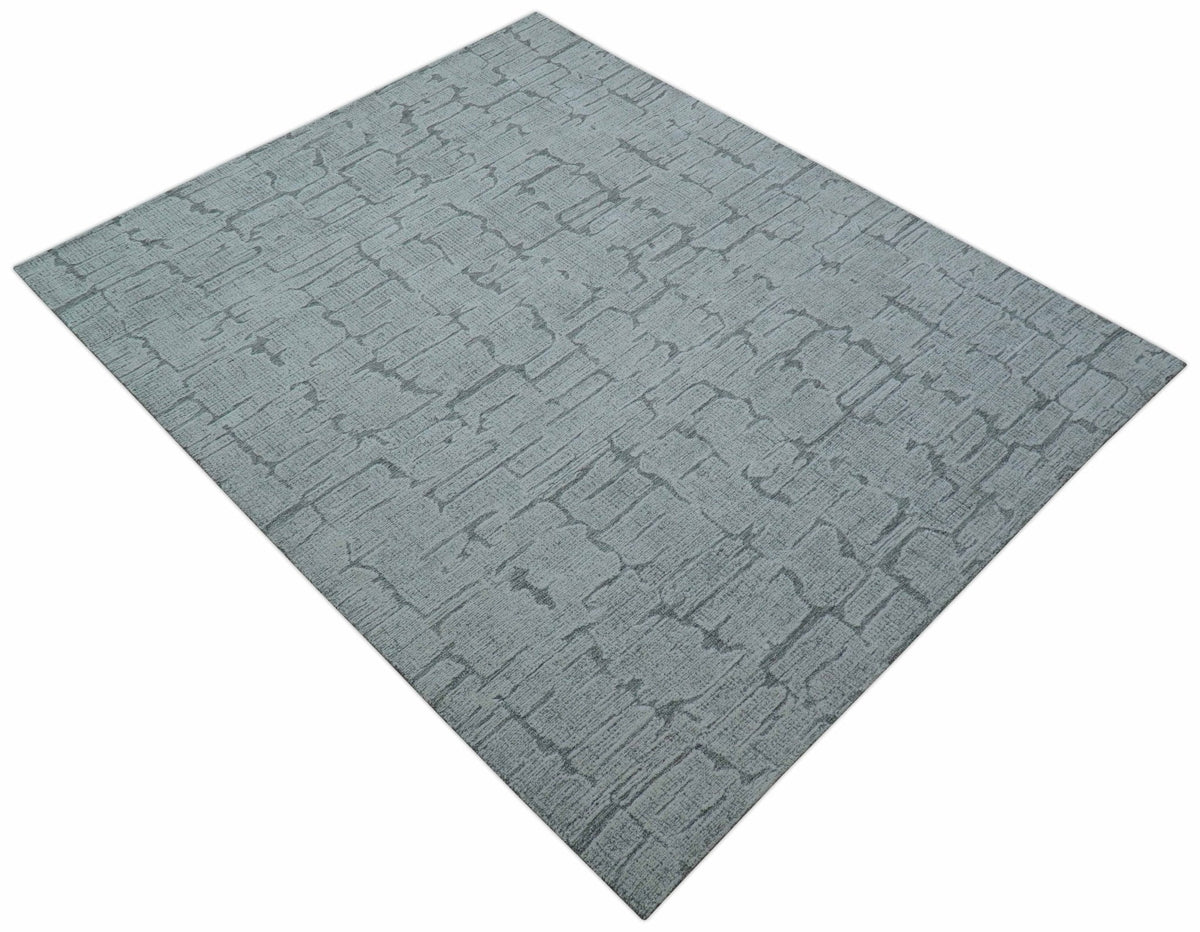 Ella Custom Made Contemporary Gray And Ivory Hand Tufted wool rug.