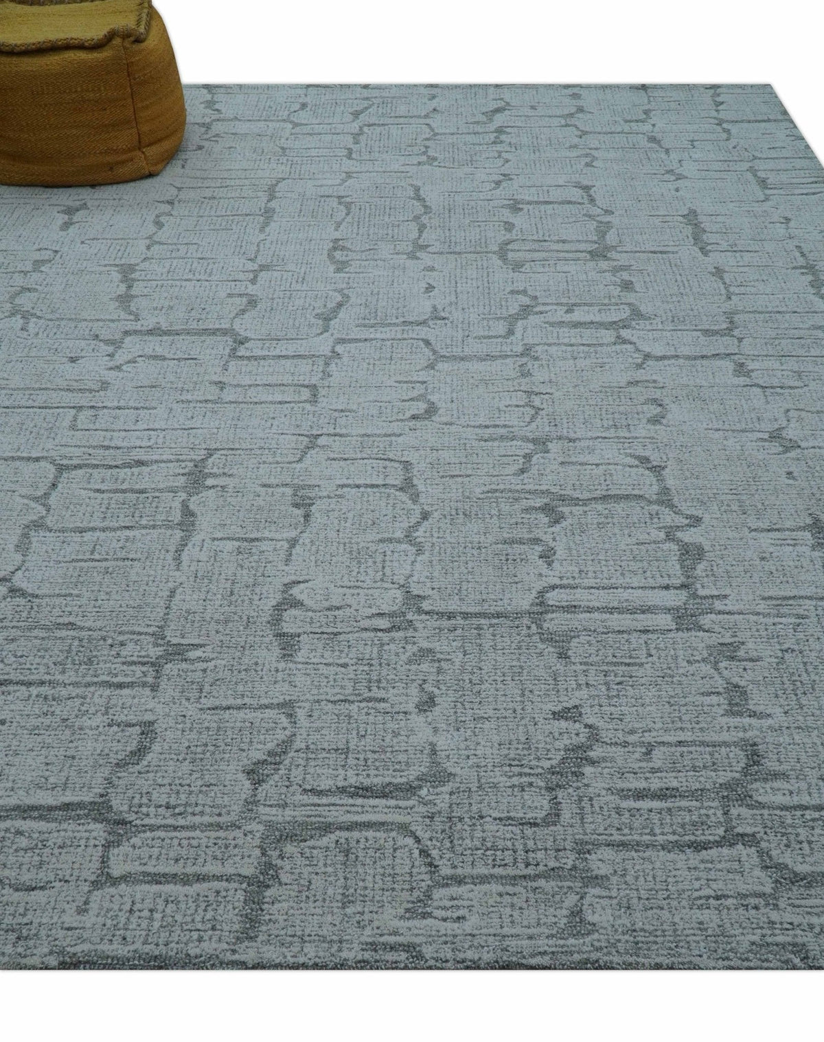 Ella Custom Made Contemporary Gray And Ivory Hand Tufted wool rug.