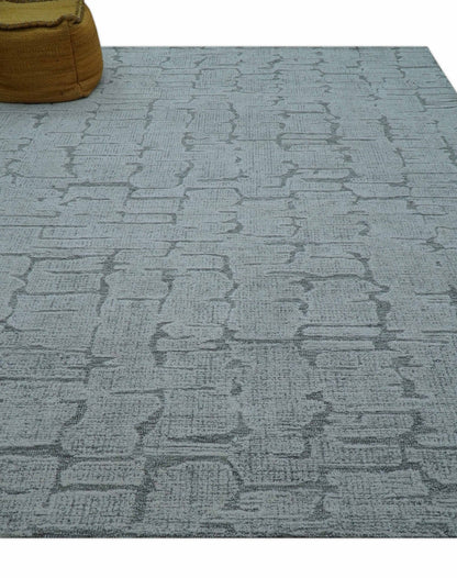 Ella Custom Made Contemporary Gray And Ivory Hand Tufted wool rug.