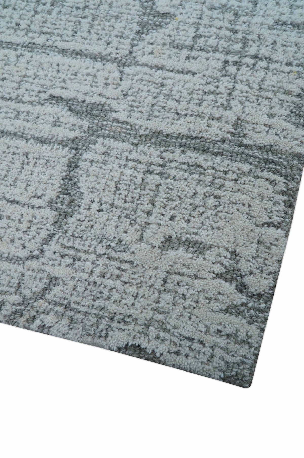 Ella Custom Made Contemporary Gray And Ivory Hand Tufted wool rug.
