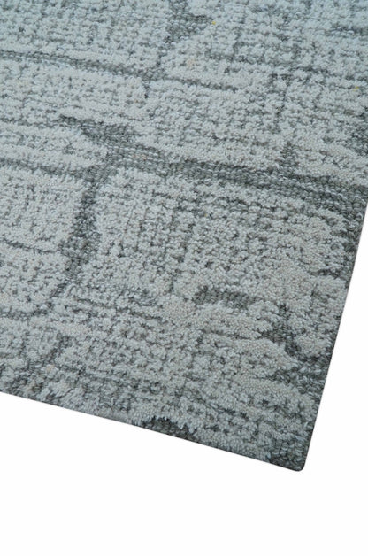 Ella Custom Made Contemporary Gray And Ivory Hand Tufted wool rug.