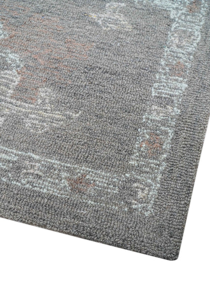 Elvin Custom Made Traditional Oushak Gray Hand Tufted wool rug.