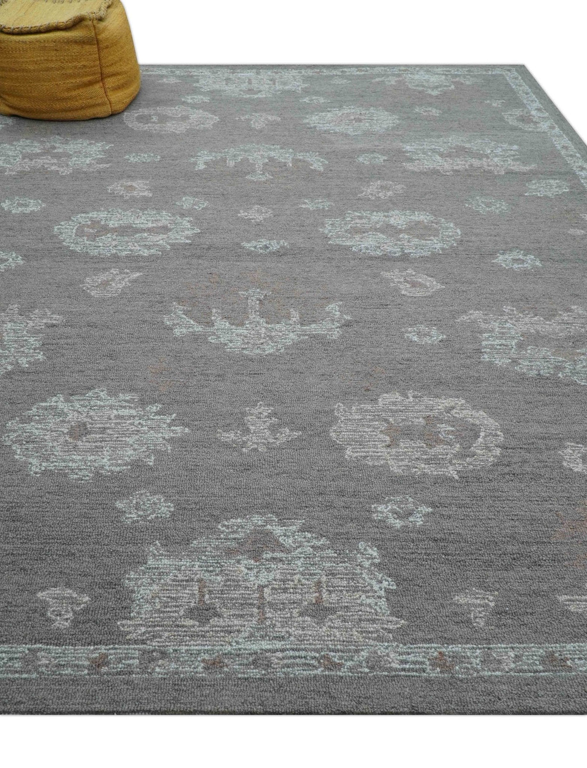 Elvin Custom Made Traditional Oushak Gray Hand Tufted wool rug.