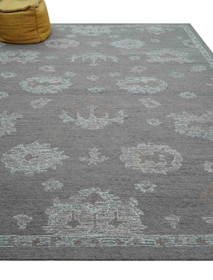 Elvin Custom Made Traditional Oushak Gray Hand Tufted wool rug.