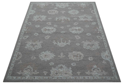 Elvin Custom Made Traditional Oushak Gray Hand Tufted wool rug.