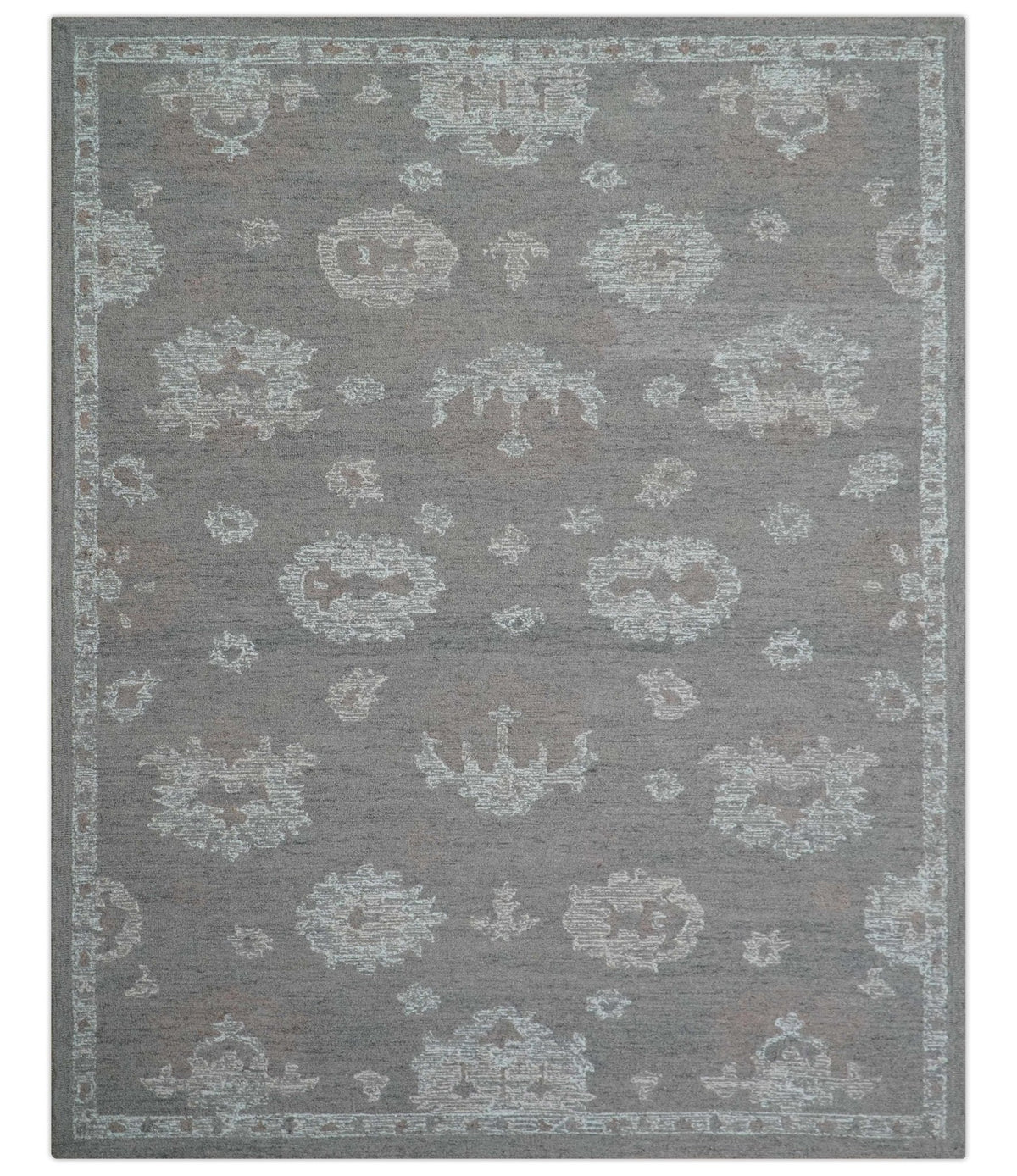 Elvin Custom Made Traditional Oushak Gray Hand Tufted wool rug.