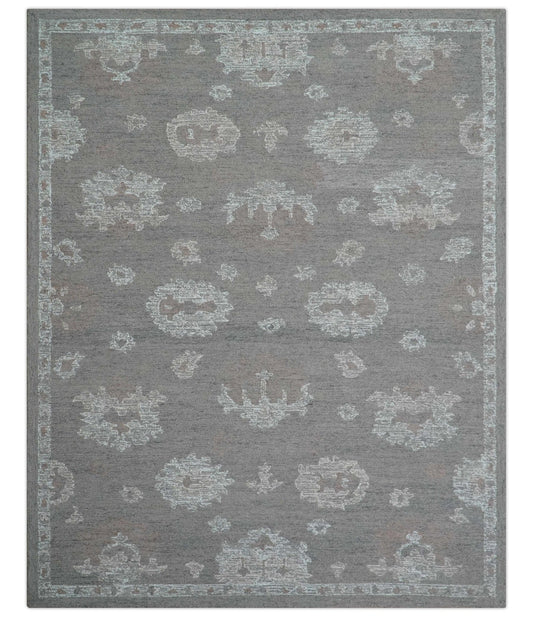 Elvin Custom Made Traditional Oushak Gray Hand Tufted wool rug.