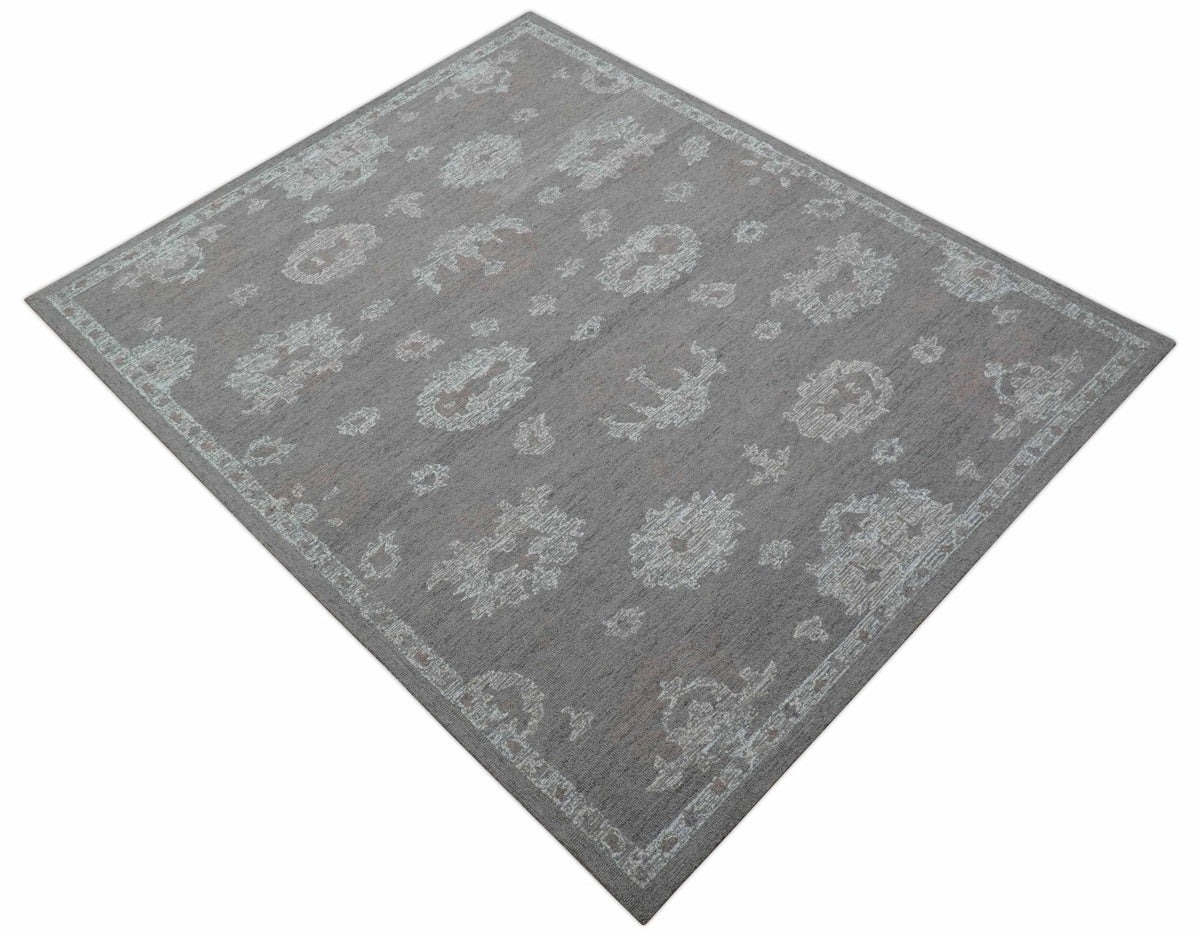 Elvin Custom Made Traditional Oushak Gray Hand Tufted wool rug.