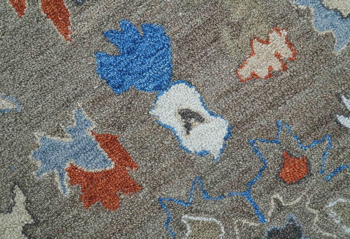 Eve Custom Made Traditional Gray Oushak Hand Tufted wool rug.