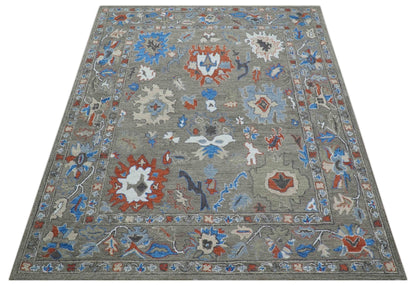 Eve Custom Made Traditional Gray Oushak Hand Tufted wool rug.