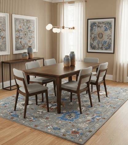 Eve Custom Made Traditional Gray Oushak Hand Tufted wool rug.