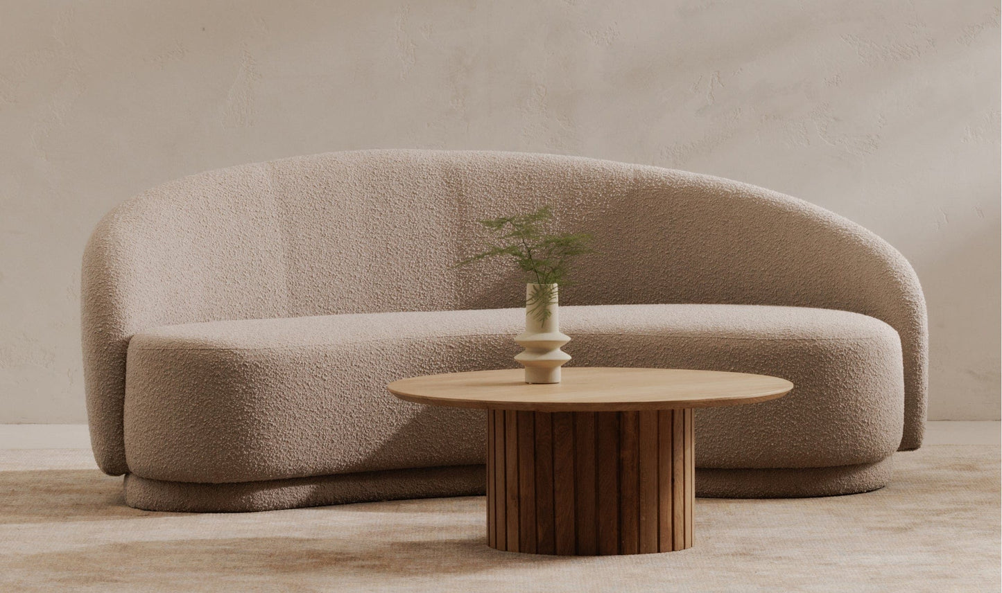 Moe's EXCELSIOR SOFA-SHIITAKE BEIGE Organic Bookshelf Slab with Glass Shelves