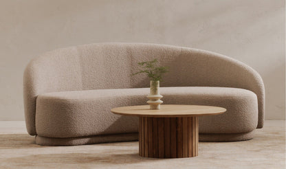 Moe's EXCELSIOR SOFA-SHIITAKE BEIGE Organic Bookshelf Slab with Glass Shelves