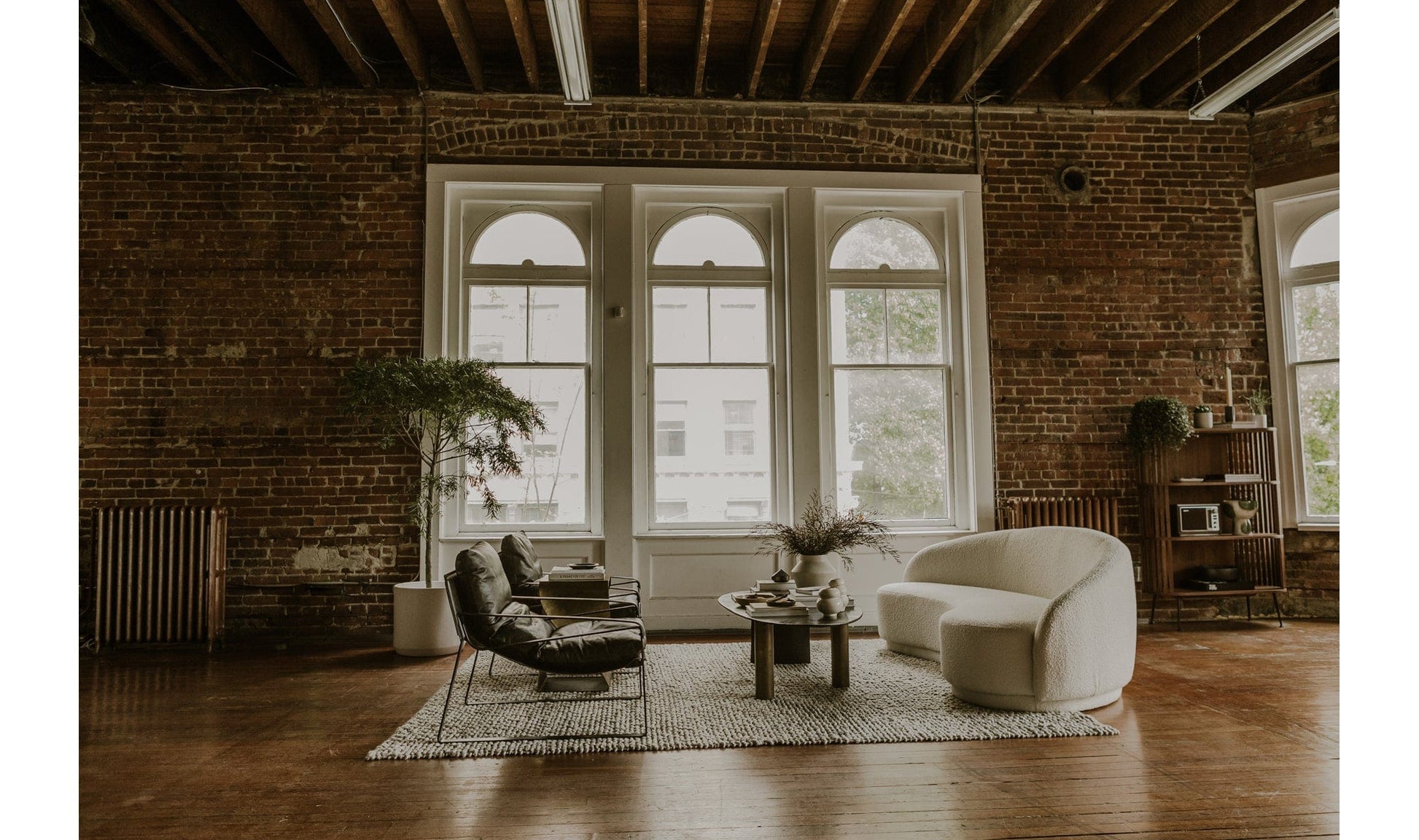 Moe's EXCELSIOR SOFA-SHIITAKE BEIGE Organic Bookshelf Slab with Glass Shelves