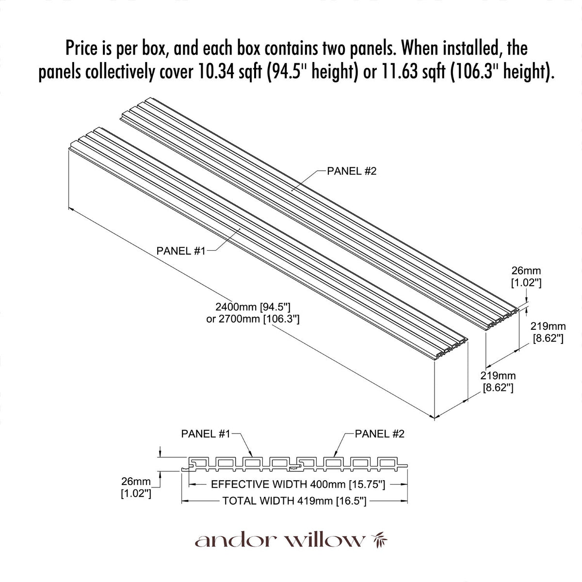 Exterior Wood-Look Composite Slat Panels.