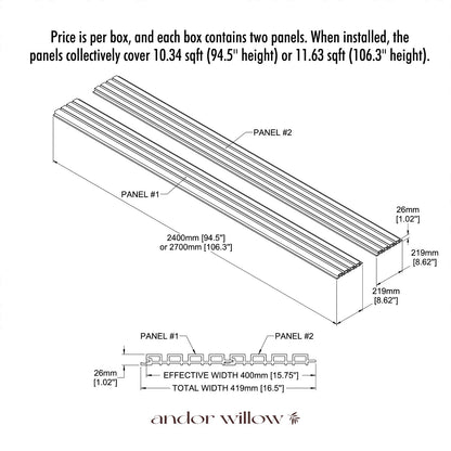 Exterior Wood-Look Composite Slat Panels.