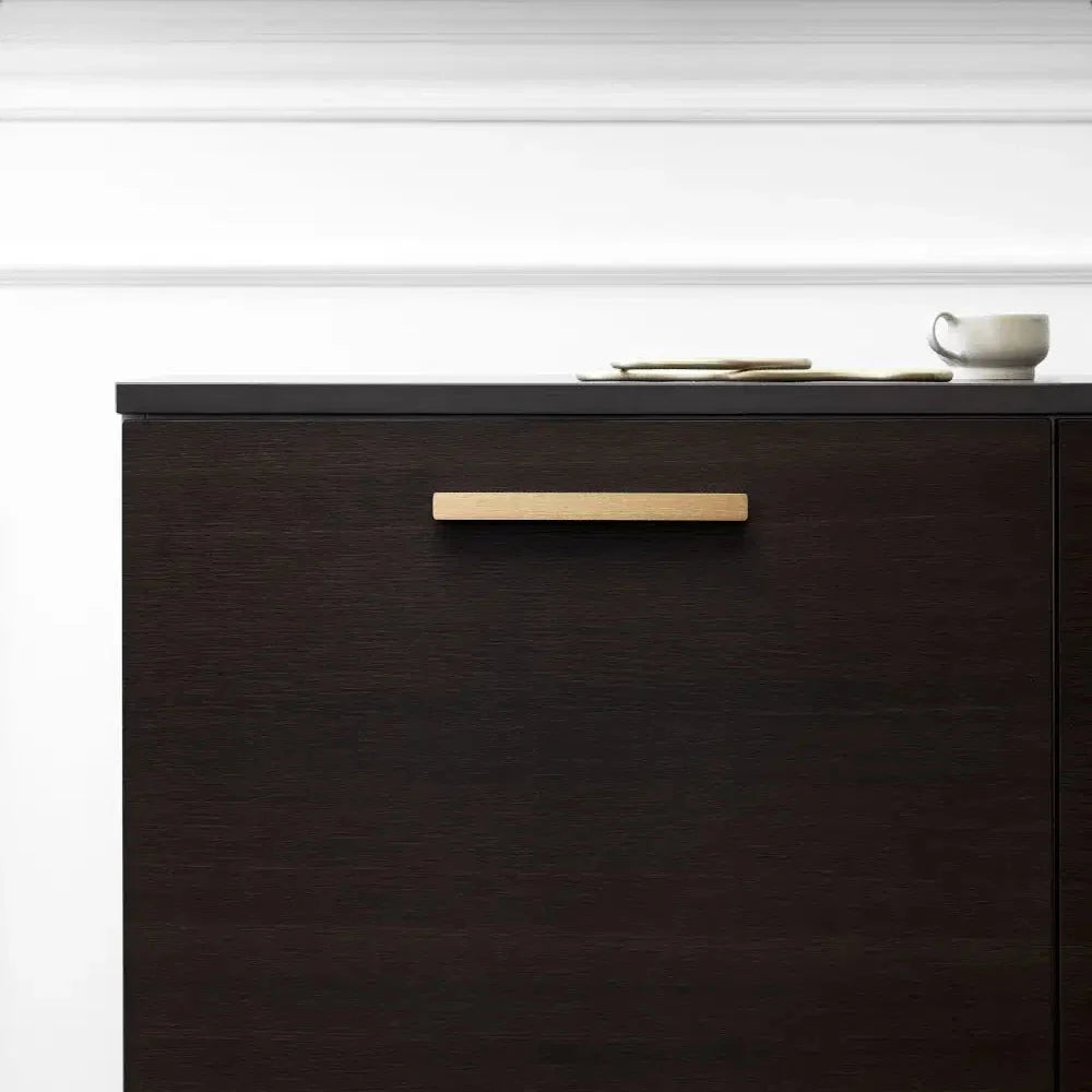 Brushed Brass "Elan" Knob and Drawer Pulls.