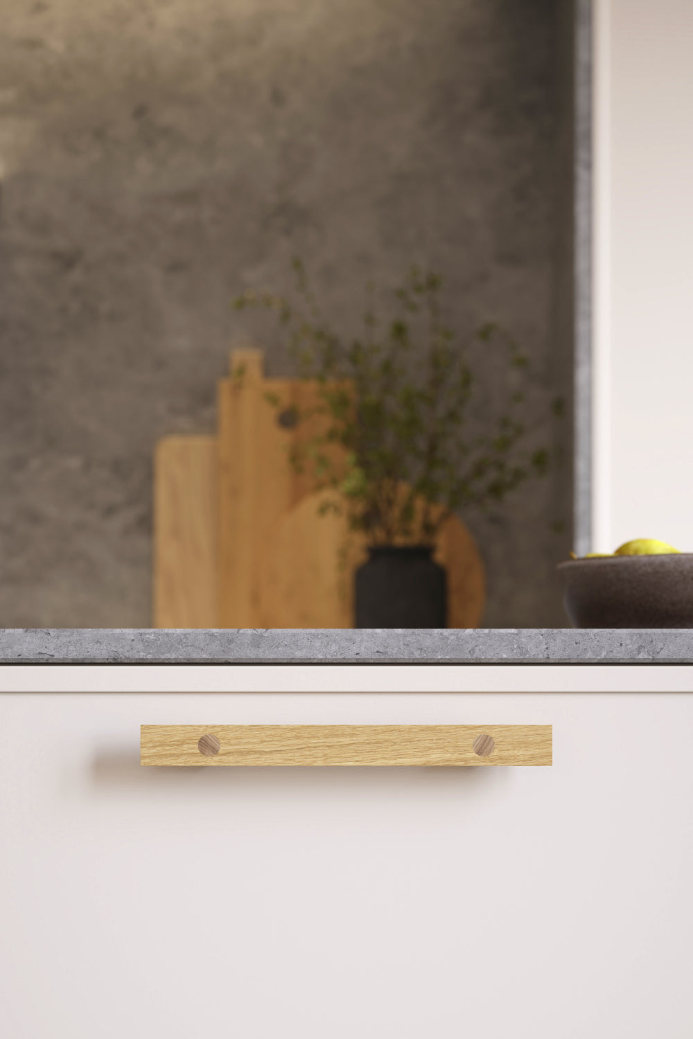 Lacquered Oak Wood "Longa" Drawer Pulls