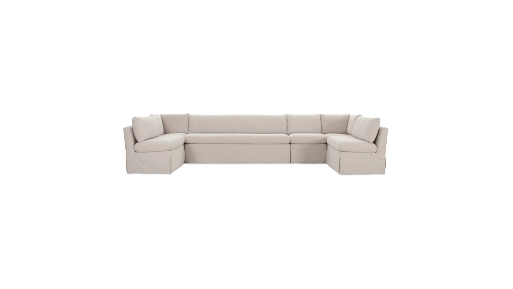 Moe's Home Collection Fable Slipcover Dining Banquette U-Shape Beige 129In Fable Slipcover Dining Banquette U-Shape Beige 129In