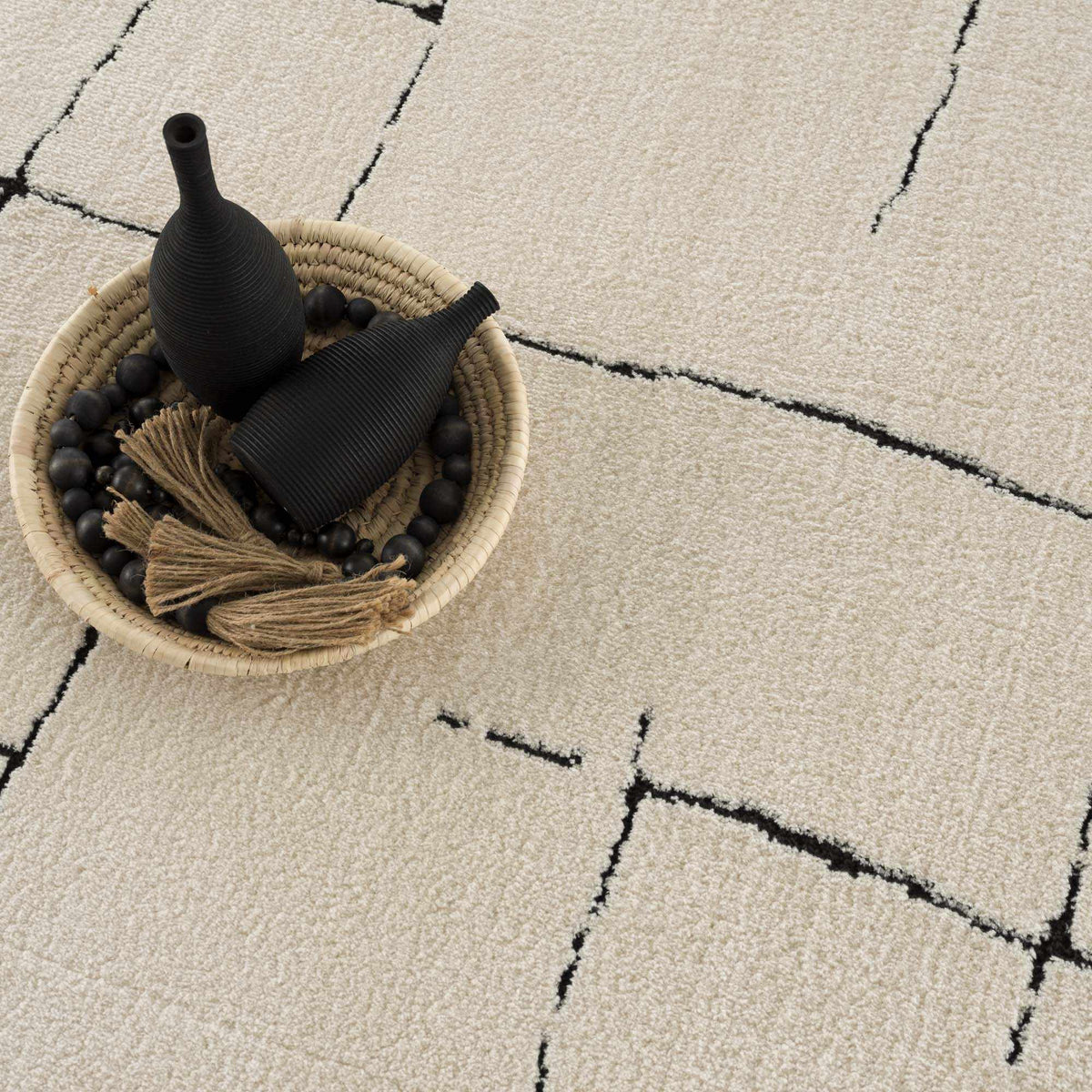 Koume Beige Maze Area Rug.