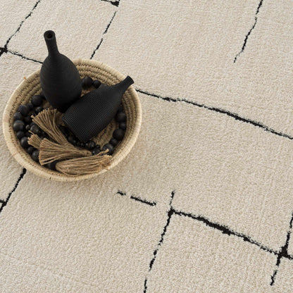 Koume Beige Maze Area Rug.