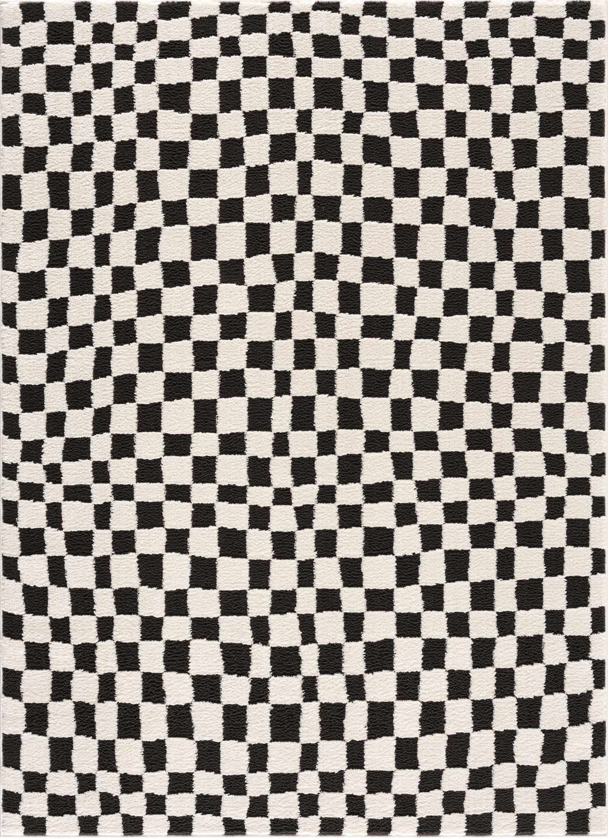 Lajos Black & White Checkered Plush Rug.
